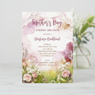 Bohemian Rustic Springtime Floral Mothers Day Invitation