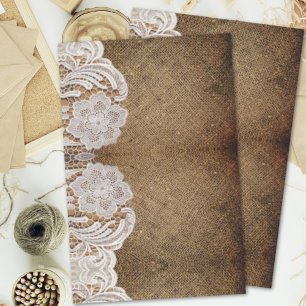 bohemian rustic western country burlap and lace tissue paper