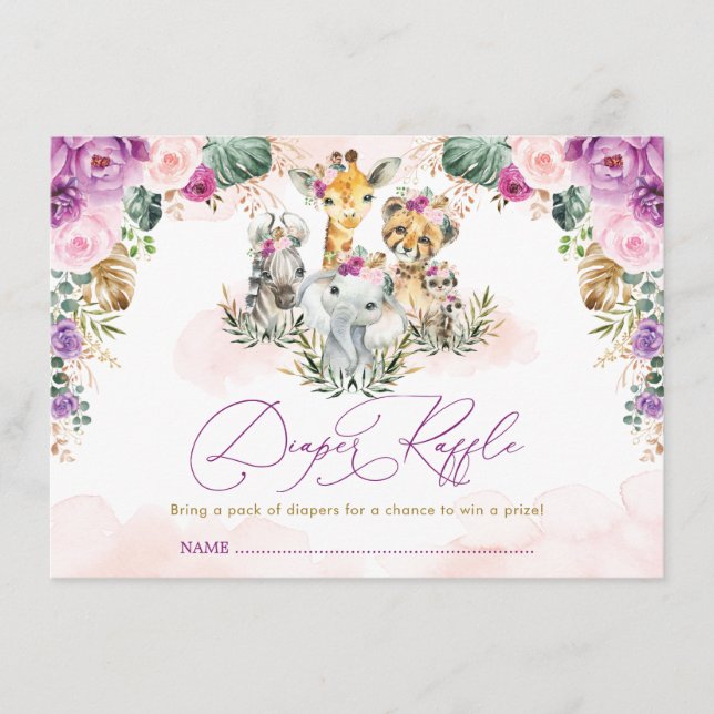 Bohemian Safari Jungle Baby Shower Diaper Raffle Enclosure Card (Front)