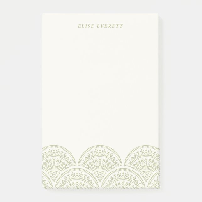 Bohemian Scallops Custom Post-It - Moss Post-it Notes (Front)