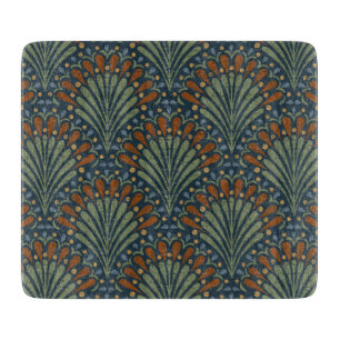 Bohemian Scallops Fan, Olive, Rust, Navy Blue Cutting Board