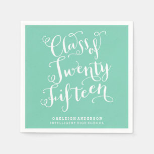 Bohemian Script in Sea Foam Class of 2015 Napkin