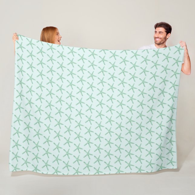 Bohemian Seafoam Green Starfish Pattern  Fleece Blanket (In Situ)