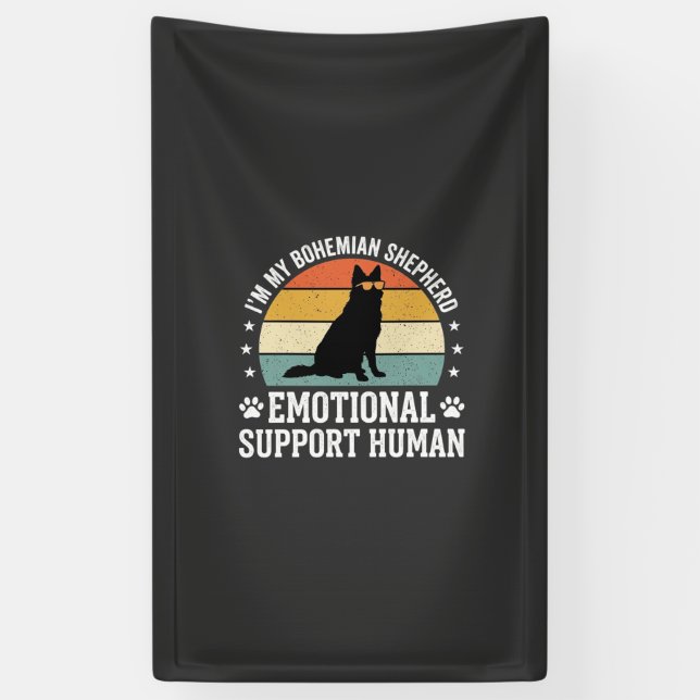Bohemian Shepherd Emotional Support Human Dog Banner (Vertical)