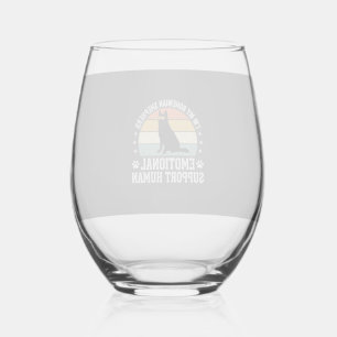 Bohemian Shepherd Emotional Support Human Dog Stemless Wine Glass