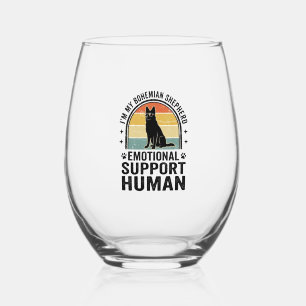 Bohemian Shepherd Emotional Support Human Vintage Stemless Wine Glass