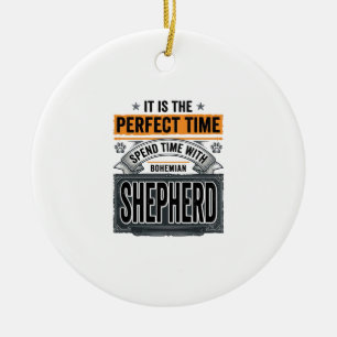 Bohemian Shepherd Vintage Dog Lover Typography Des Ceramic Tree Decoration