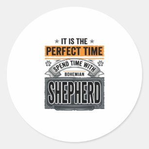 Bohemian Shepherd Vintage Dog Lover Typography Des Classic Round Sticker
