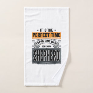 Bohemian Shepherd Vintage Dog Lover Typography Des Hand Towel