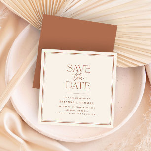 Bohemian Simple Terracotta Save the Date