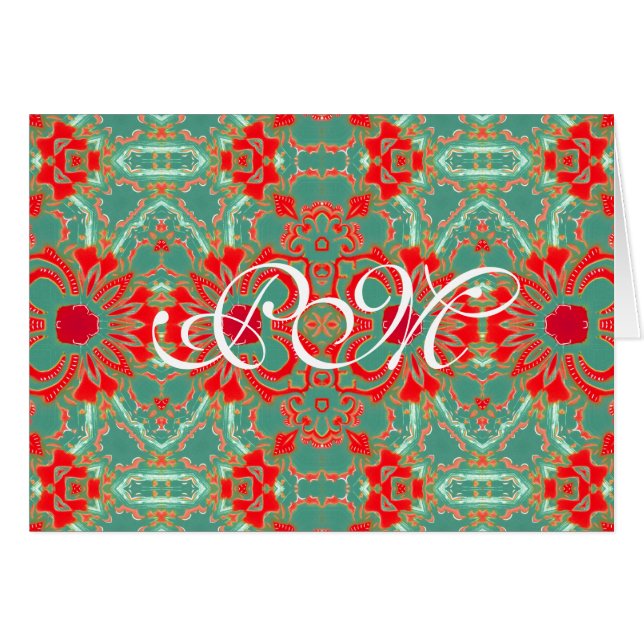 Bohemian Sophisticated Turquoise Coral Floral (Front Horizontal)
