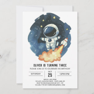 Bohemian Space Children Astronaut Boy Birthday Invitation