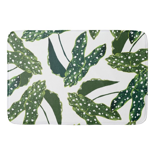 Bohemian Spotted Begonia Leaves Bath Mat (Front)
