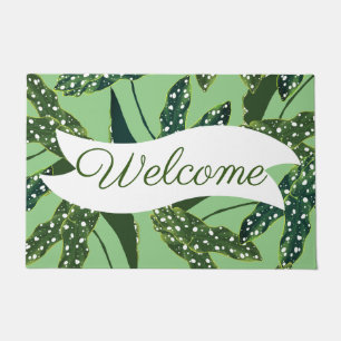 Bohemian Spotted Begonia Leaves Welcome Doormat