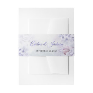 Bohemian spring dusty purple lilac violet flowers invitation belly band