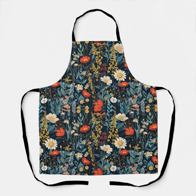 Bohemian Spring Floral Print Apron (Front)