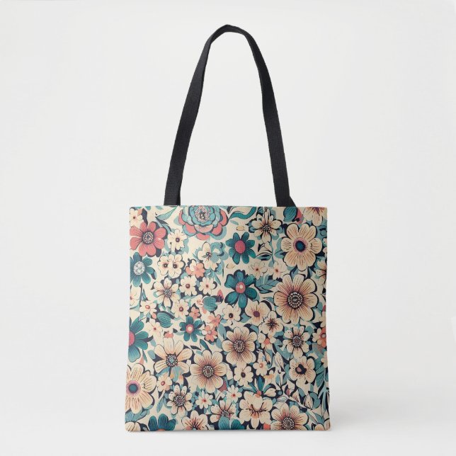 Bohemian Spring Flower Tote Bag (Front)