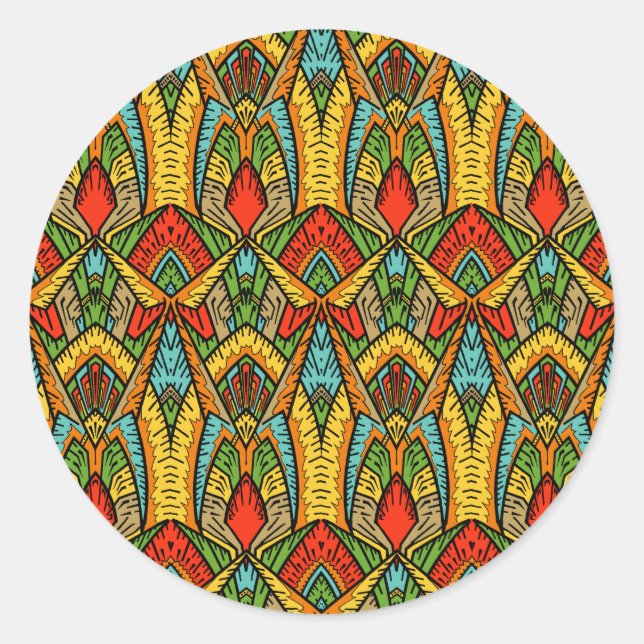 Bohemian Stained Glass Pattern Classic Round Sticker (Front)