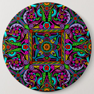 Bohemian Stained Glass Style 6 Cm Round Badge