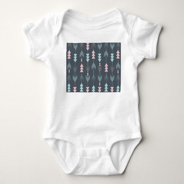 Bohemian Style Boho: Ethnic Seamless Pattern Baby Bodysuit (Front)
