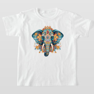 Bohemian Style Elephant and Flowers  T-Shirt
