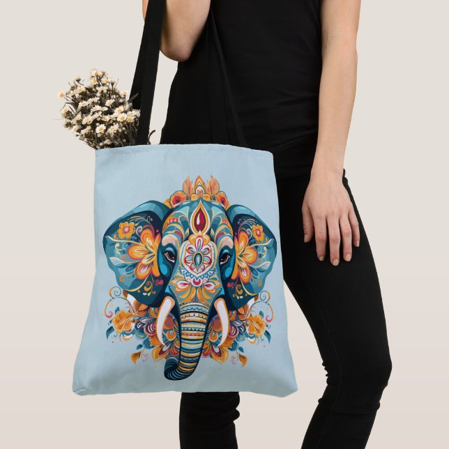 Bohemian Style Elephant  Tote Bag (Close Up)