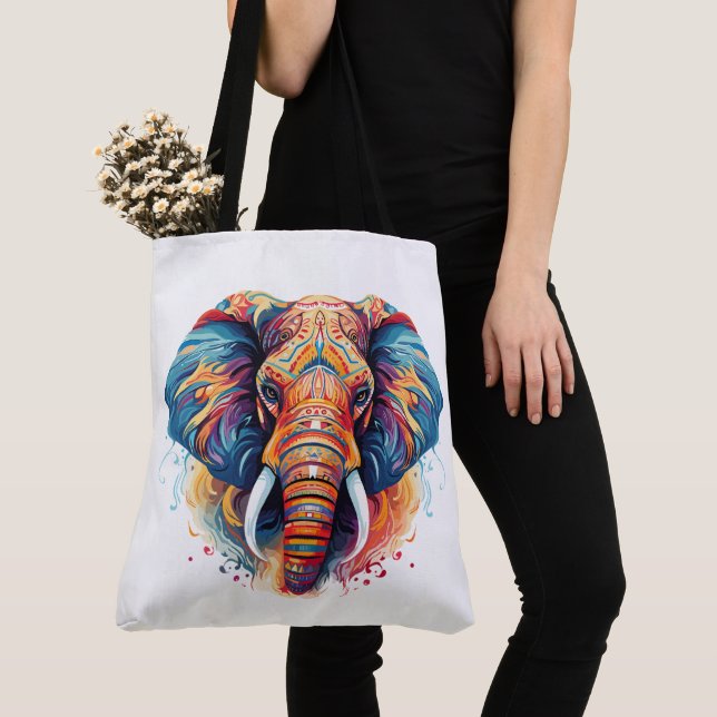 Bohemian Style Elephant  Tote Bag (Close Up)