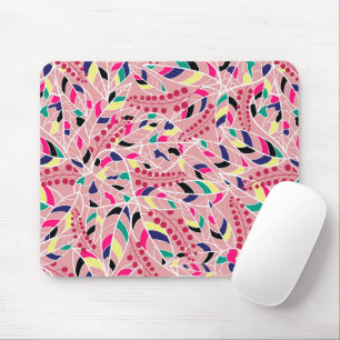 bohemian style traditional jungle of leaves mouse pad