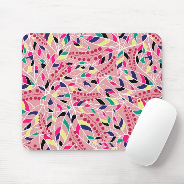 bohemian style traditional jungle of leaves mouse pad (With Mouse)