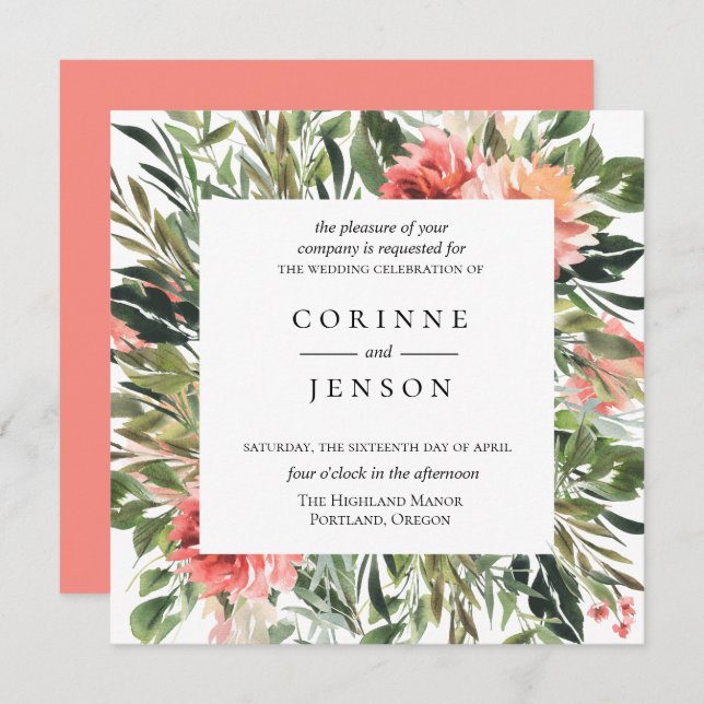 Bohemian Summer Floral Wedding Invitation (Front/Back)
