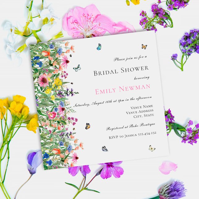 Bohemian Summer Wildflower Floral Bridal Shower Invitation (Creator Uploaded)