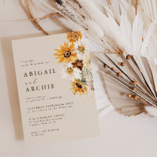 Bohemian Sunflower Wedding Invitation