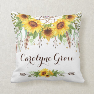 Bohemian Sunflowers Summer Dreamcatcher Nursery Cushion