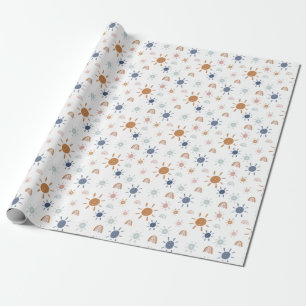 Bohemian Sunshine and Rainbows in Earth Tones Wrapping Paper
