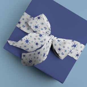 Bohemian Sunshines and Rainbows in Blue Grosgrain Ribbon