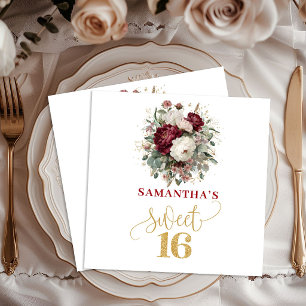 Bohemian Sweet Sixteen Blush Burgundy Napkins
