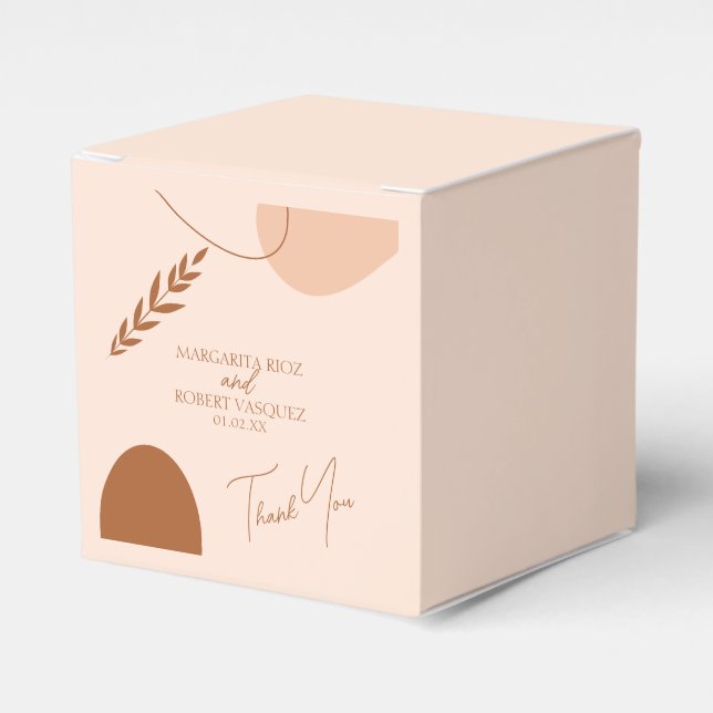 Bohemian Tan Brown Wedding Couples Thank You Favour Box (Front Side)