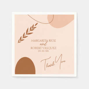 Bohemian Tan Brown Wedding Couples Thank You Napkin