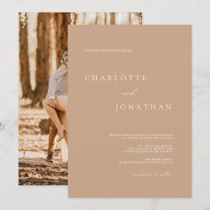 Bohemian Tan Minimalist Desert Theme Wedding Invitation