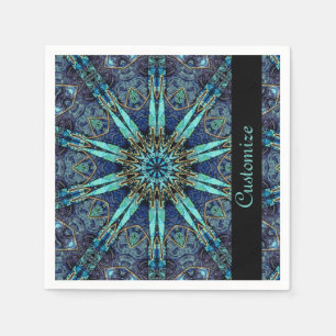 Bohemian Teal Floral Star Pattern Napkins 2