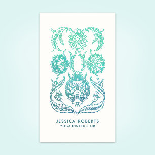 Bohemian Teal Green Yoga Instructor Business Card