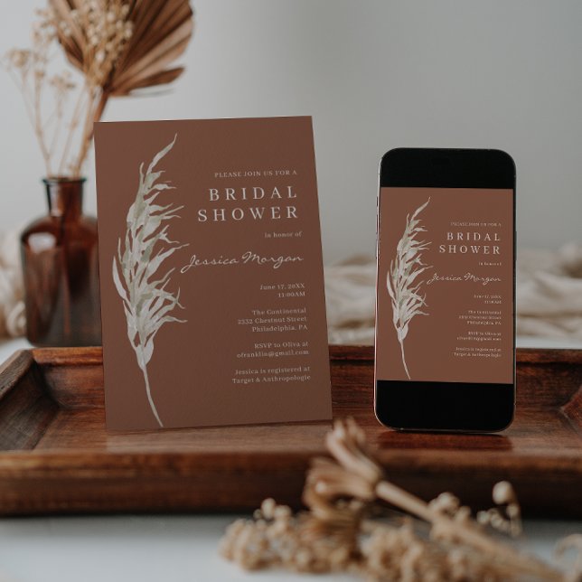 Bohemian Terracotta Bridal Shower Invitation Card (Creator Uploaded)
