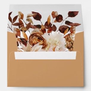 Bohemian Terracotta Fall Floral Burnt Orange Envelope