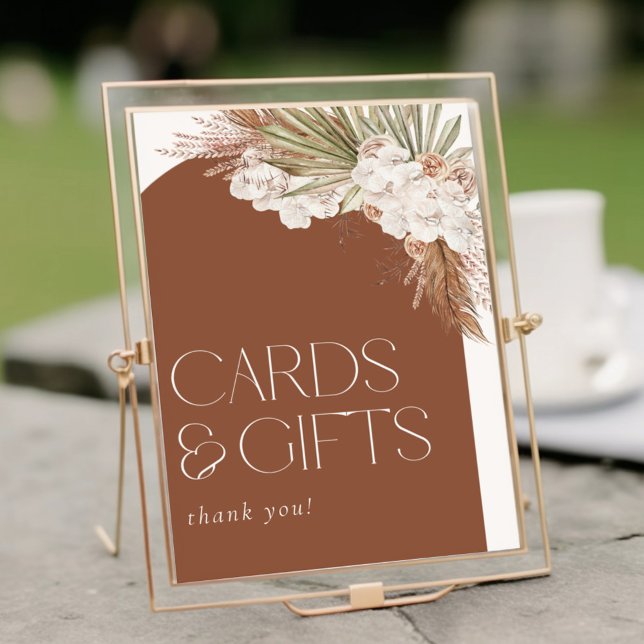 Bohemian Terracotta Floral Feathers Cards & Gifts Poster (Creator Uploaded)