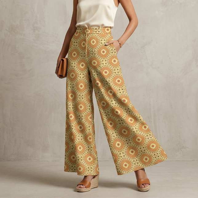 Bohemian Terracotta Orange Geometric Mosaic Fabric (Creator Uploaded)