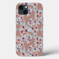 Bohemian Terracotta Pink Flowers Watercolor
