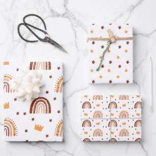 Bohemian Terracotta Rainbow 1st Birthday Wrapping Paper Sheet