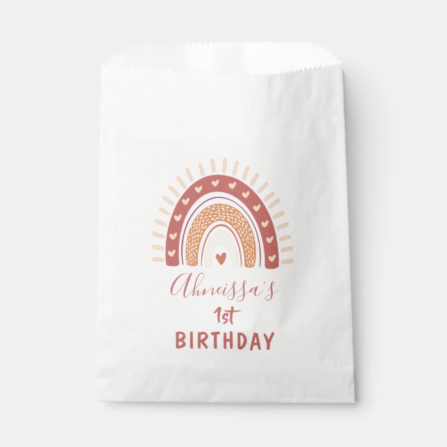Bohemian Terracotta Rainbow Birthday Favour Bags (Front)