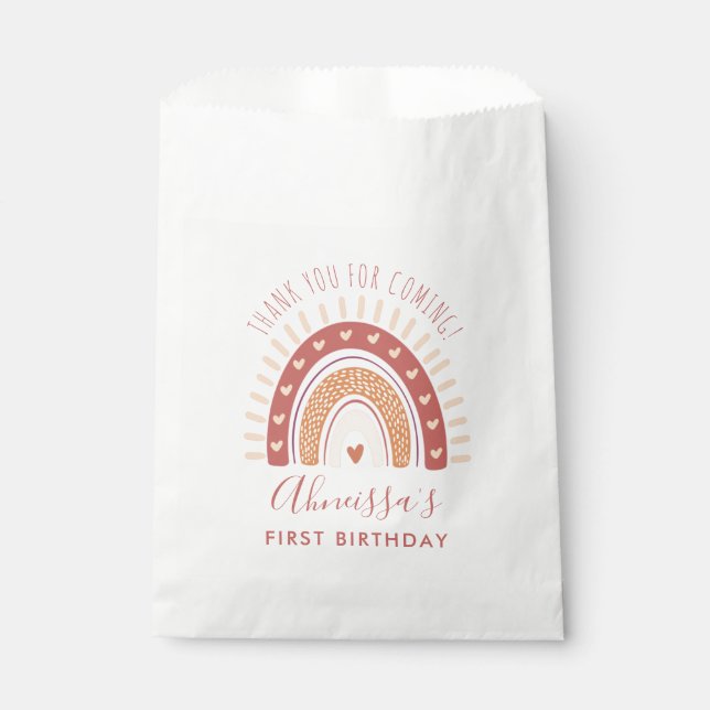 Bohemian Terracotta Rainbow Birthday Thank You Favour Bags (Front)