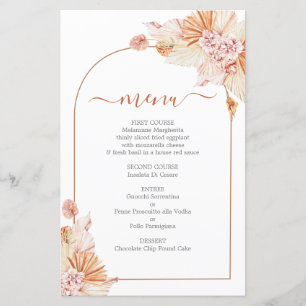 Bohemian Terracotta wedding Menu Card